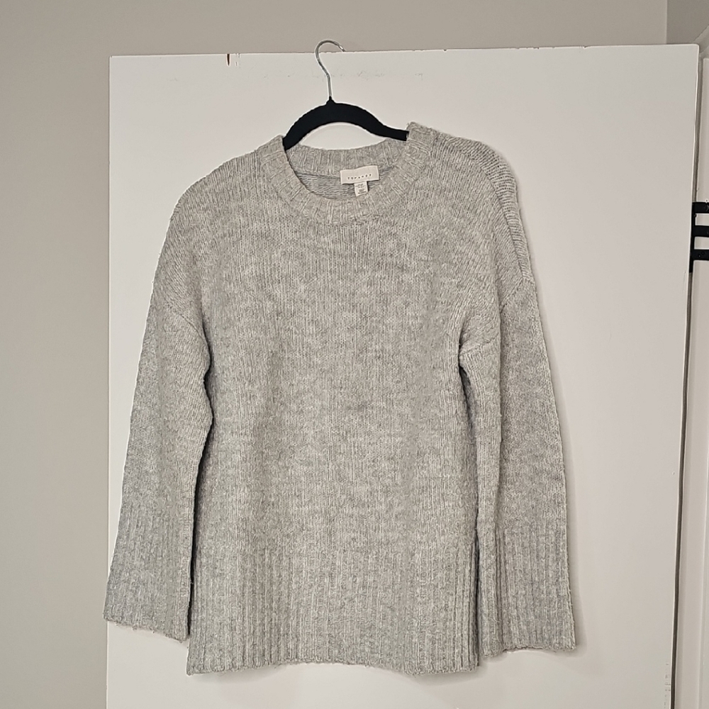 Topshop Light Gray Crew Neck Sweater